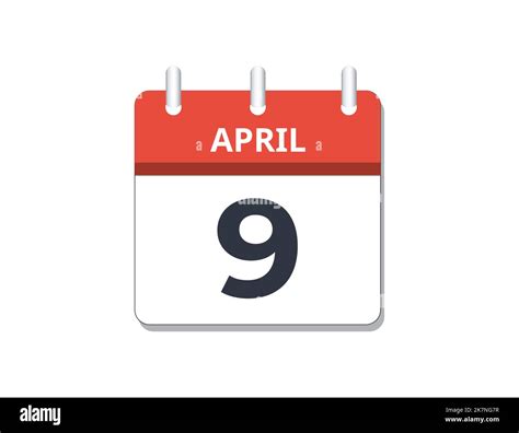 April 9th calendar icon vector. Concept of schedule, business and tasks ...