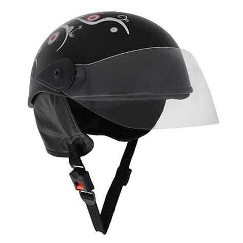 Sage Square Ladies Scooty Helmet (Black Glossy Sticker Design 1) (Non ...