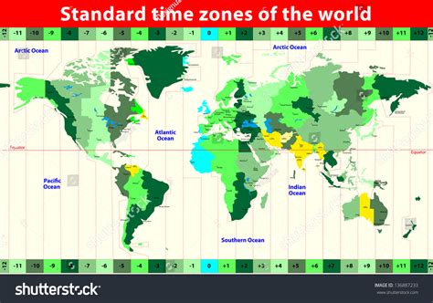 World Map With Standard Time Zones. Vector - 136887233 : Shutterstock