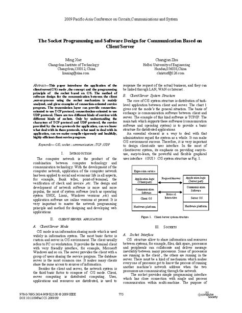 The Socket Programming and Software Design for Communication Based on ...