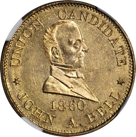 1860 John Bell. DeWitt-JBELL 1860-8. Brass. 28 mm. MS-66 (NGC).拍卖成交价格及 ...