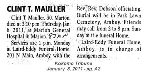 2011 Kokomo Tribune Obituaries - Kokomo, In