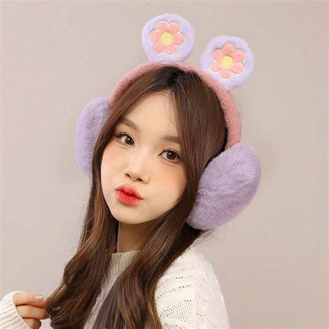 Women's Cute Plush Warm Ear Muffs, Cartoon Folding Ear Covers Thermal ...
