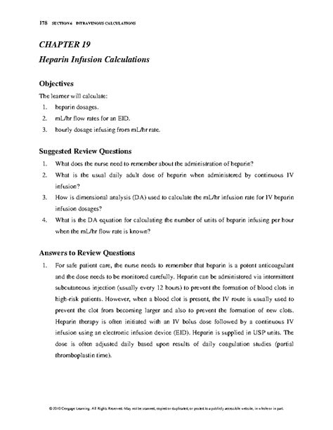 Heparin Infusion Calculations: A Guide to IV Dosage Review - Studocu
