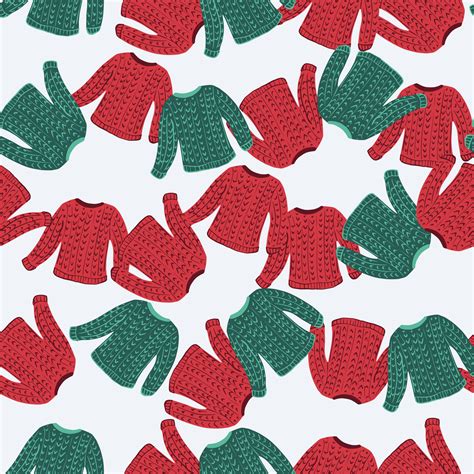 Isolated christmas seamless pattern with random red and green sweaters ...
