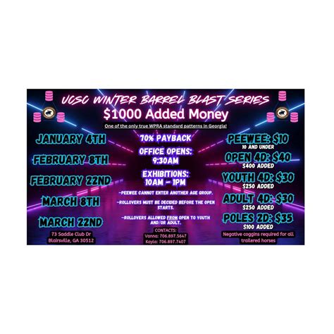UCSC 2025 Winter Barrel Blast Series #5, 73 Saddle Club Dr, Blairsville ...