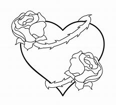 Image result for Rose Heart Coloring Pages