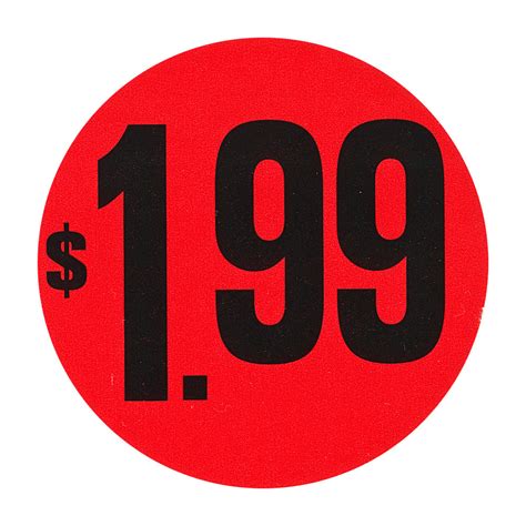 $1.99 Large Price Point Price Tag Labels 1 1/2"Dia Red With Black Print