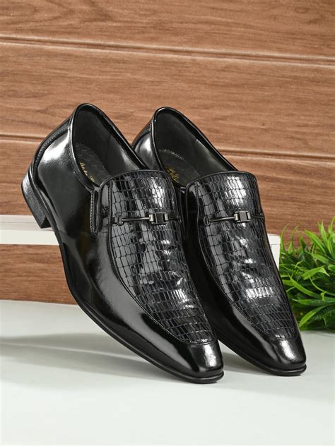 Hitz Men's Black Leather Slip-On Party Wear Shoes – Hitz Shoes Online