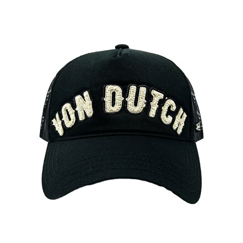 Black and White Curved Terry Logo Trucker - Von Dutch Clothing