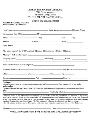 New Patient Registration Forms - Chatham Skin And Cancer Center - Fill ...