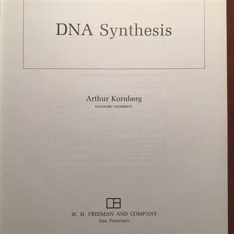 DNA Synthesis Hardcover Arthur Kornberg 9780716705864 | eBay