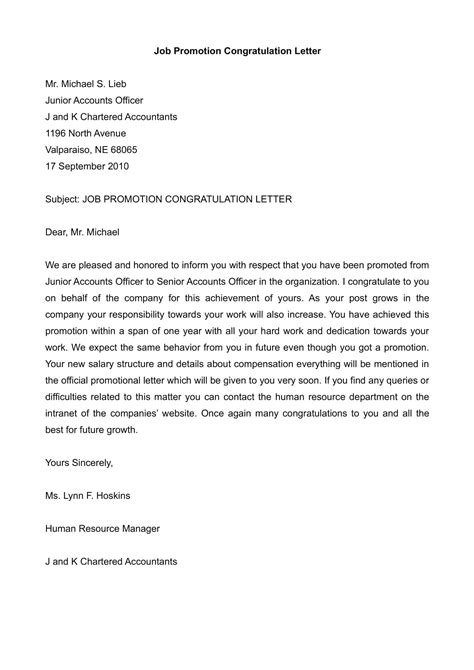Image result for Promotion Letter Sample