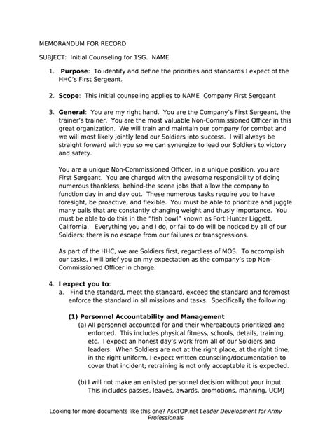 SUBJECT:Initial Counseling for 1SG Doc Template | pdfFiller