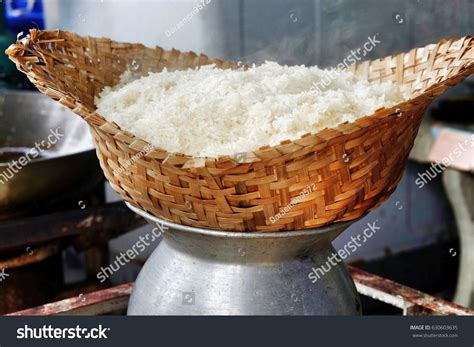 Steaming Sticky Rice On Earthen Steamer Stock Photo 630603635 ...