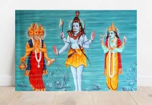 Bramha Vishnu Mahesh Poster For Room & Office,Hindu god wall Poster ...