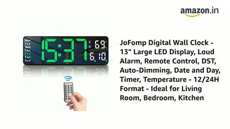 Watch JoFomp Digital Wall Clock - 13" Large LED Display, Loud Alarm ...