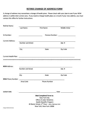 Nyc Retiree Change Of Address Form - Fill Online, Printable, Fillable ...