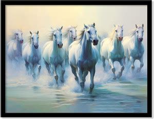 Seven Lucky Running Horses Wall Art Painting for Living Room Bedroom ...