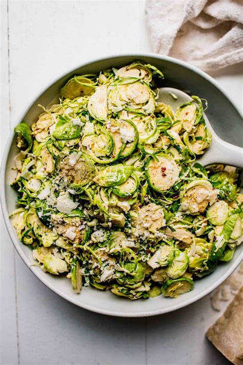 Shaved Brussels Sprouts Salad with Tangy Red Wine Vinaigrette