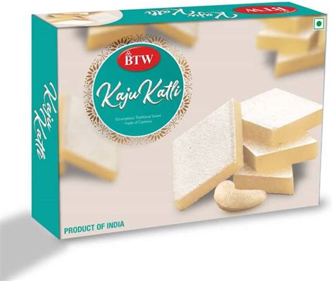 BTW Kaju Katli (Kaju Barfi / Burfi, Indian Mithai / Sweets Gift Pack ...