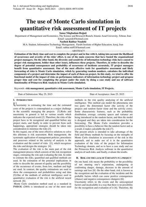 The use of Monte Carlo simulation in quantitative risk assessment of IT ...
