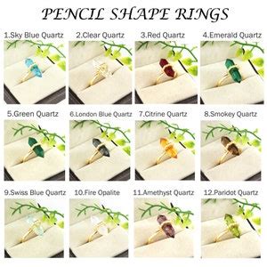 Buy Pencil Rings, Birthstone Quartz Gold Plated Adjustable Rings ...