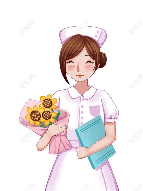 彩色手绘卡通护士医护人物白衣天使护士节元素PNG素材免费下载 - 觅知网