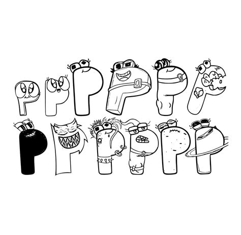 Alphabet Lore Buchstabe P zum Ausmalen - Kostenlos Malvorlagen und Ausmalbilder zum Ausdrucken