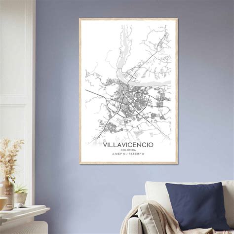 Villavicencio Colombia Map Poster, Villavicencio City Road Wall Art Print - Custom Maps & Posters