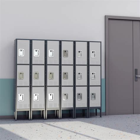 Buy BYNSOE Metal Locker with 2 Door Employees Locker 2-Tier Storage ...