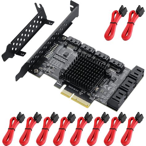 MZHOU PCIe SATA Card 10 Port, with 10 SATA Cables and Low Profile ...