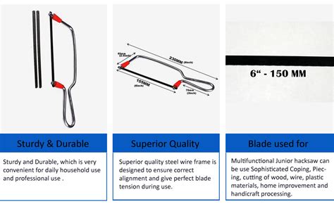 RIVER FOX® Impact Steel Junior Mini Hacksaw Frame with 3 Spare Blades ...