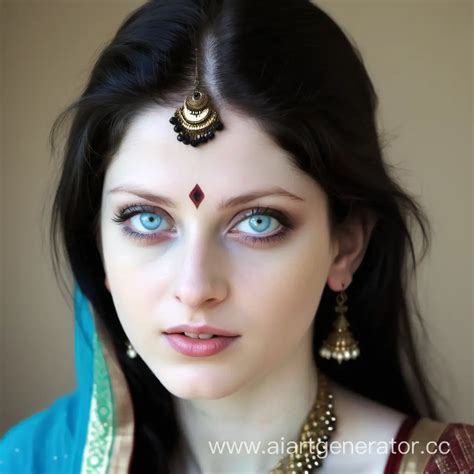 Captivating Indian Woman with Striking Blue Eyes | AI Art Generator
