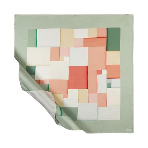Water Green Lego Print Silk Twill Scarf | Ipekevi