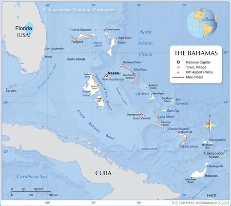 Map Of Florida And Bahamas The Bahamas Illustrated Canvas Wall Art