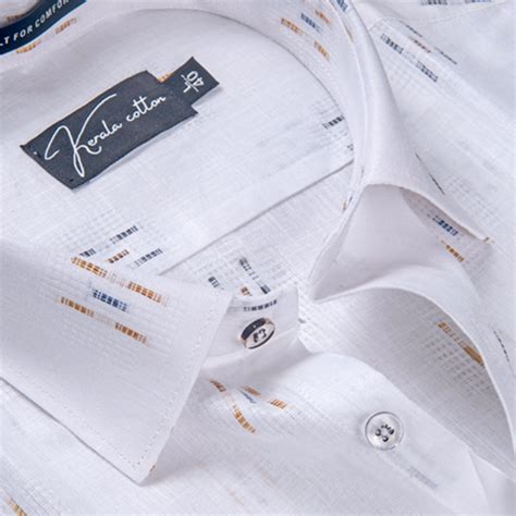 Linen Butta White With Three Lines Printed Shirts For Men – Kerala Cotton