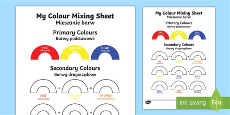 Colour Mixing Worksheet / Worksheet English/Polish - Colour Mixing ...