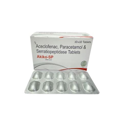 Akiko SP - Aceclofenac, Paracetamol & Serratiopeptidase Tablets ...