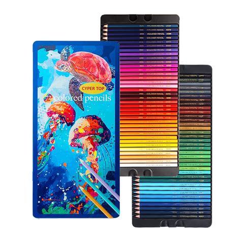 Cyper Top 72 Colored Pencils Oil-Based Set, Professional Drawing ...