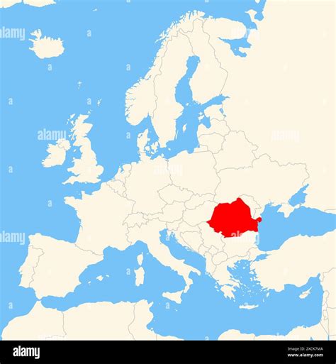 Locator map showing the location of the country Romania in Europe. The ...