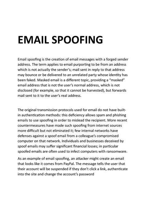 Email spoofing - Cyber - Bsc.Forensic Science - MKU - StuDocu