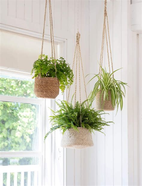 2 Pcs Indoor Hanging Planter Basket Jute Rope Braided Boho Home Decor ...