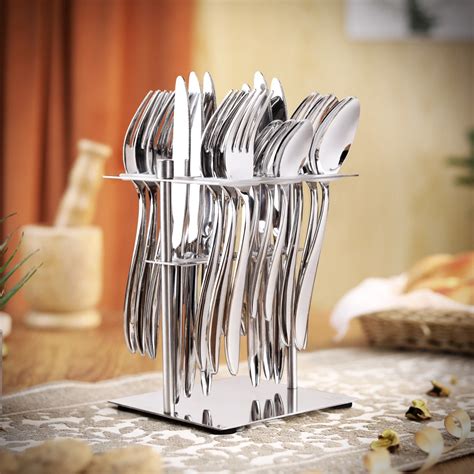 Buy FnS Elan Stainless Steel 24 Pc Cutlery Set with Stand