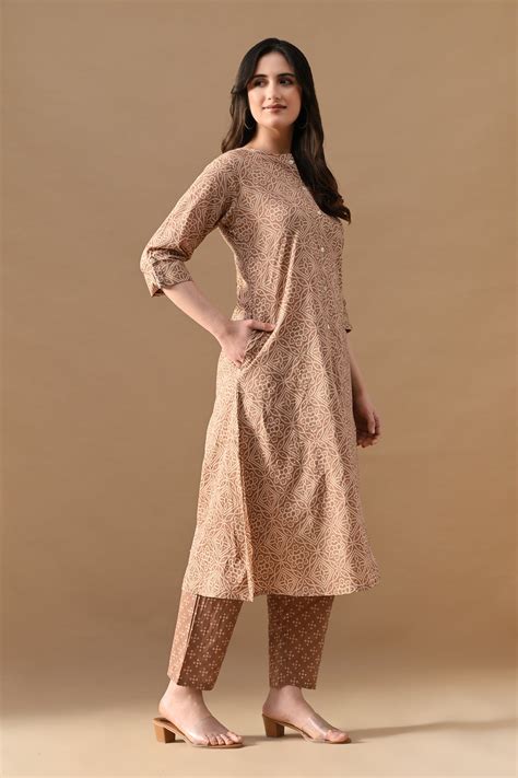 Brown Printed A-line Kurta Set – SABHYATA CLOTHING