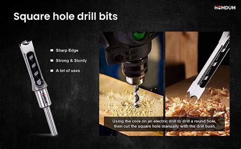 Homdum 1/2inch Square hole drill bits wood mortising chisel for ...