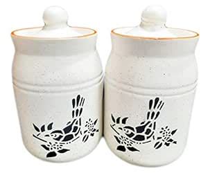 Buy Elegant Ceramic Pickle Jars- 500ml, 2 pieces, White Online at Low ...
