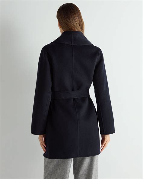 Women's Short Wool Cashmere Coat Dark Navy Blue | N.Peal