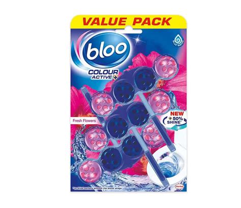 Bloo Solid Toilet Rim Block Colour Active Blue Fresh Flower | 4 in 1 ...