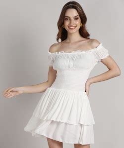 GaurGeous Women Fit and Flare White Dress - Buy White GaurGeous Women ...